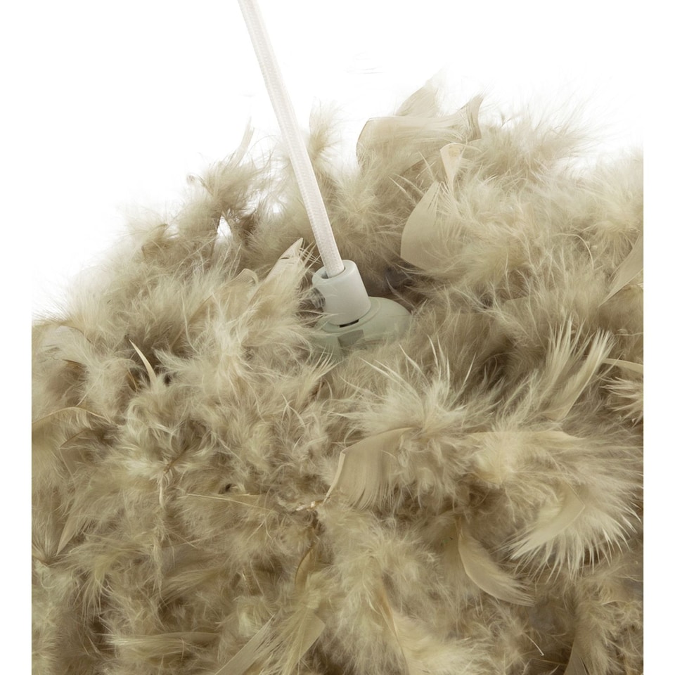 image 1 of Eye-Catching and Modern Olive Green Feather Decorated Pendant Shade