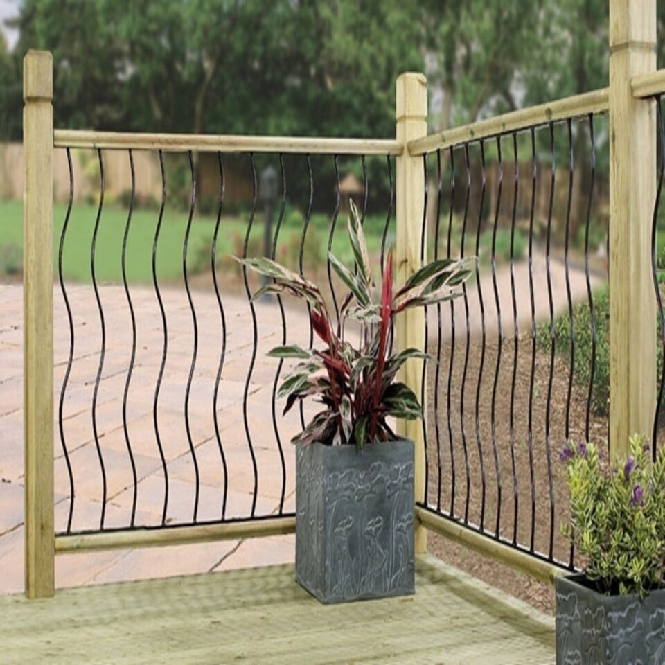 image 1 of Coast Decking Fence Panels (Pack of 2) - Solid Steel - FIts Gap of 280 mm x 770 mm High - Electro Galvanised/Black Powder Coated Black