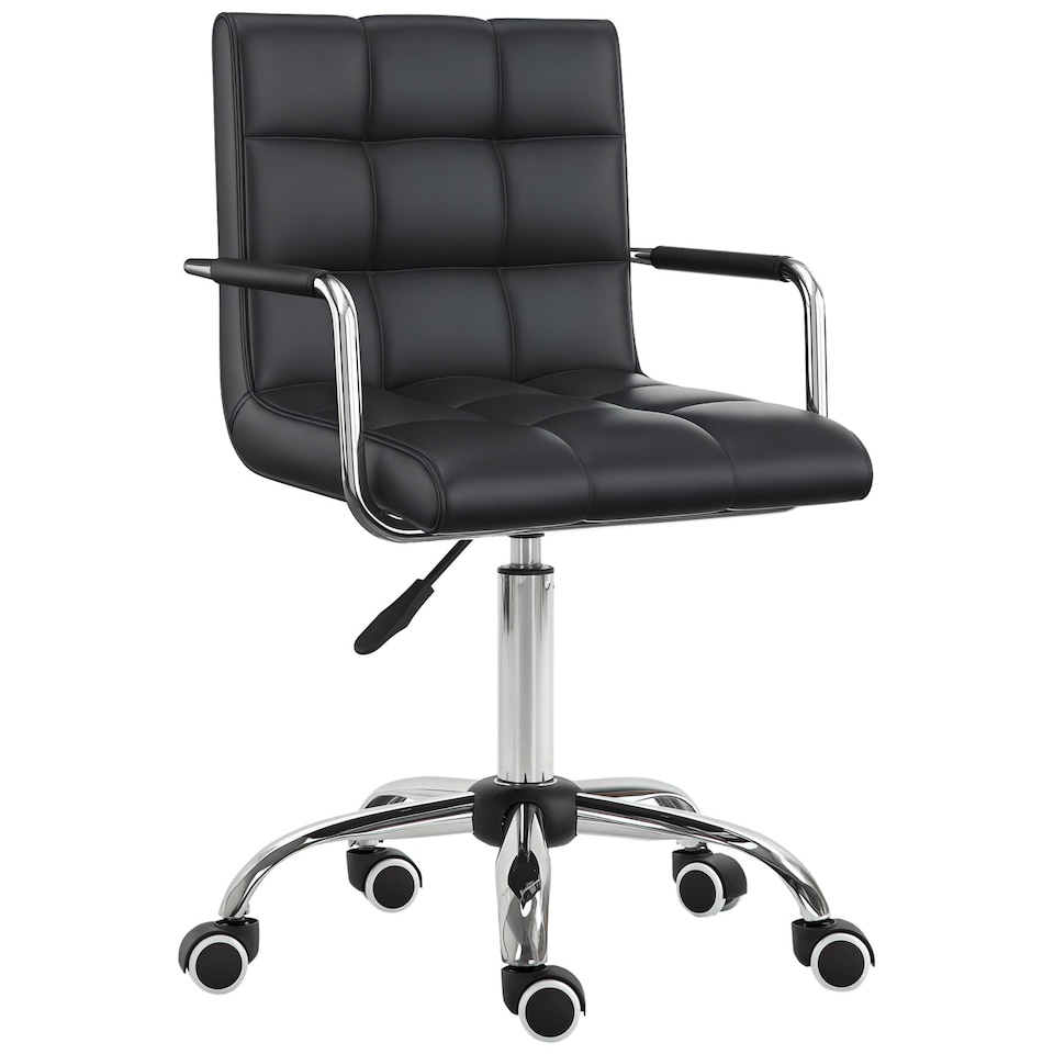 image 1 of Vinsetto Mid Back Home Office Chair Swivel Computer Chair with Armrests, Black