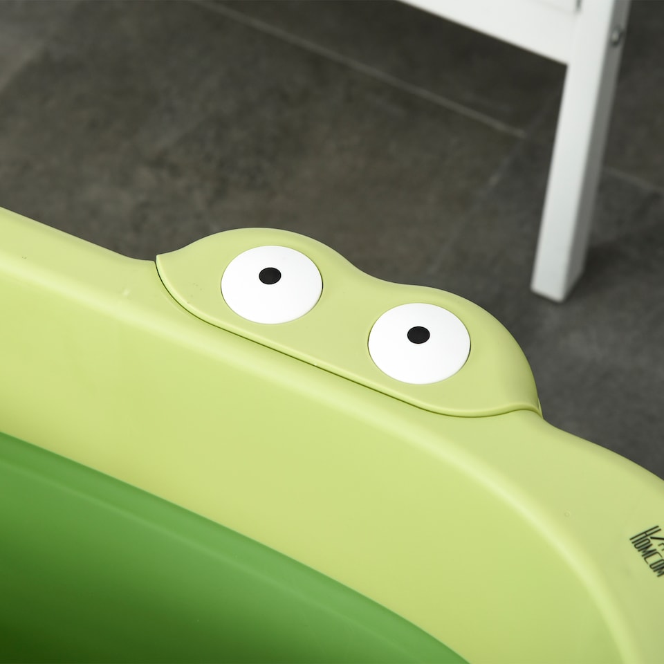 image 1 of HOMCOM Foldable Baby Bathtub for Newborns Infants Toddlers w Stool - Green