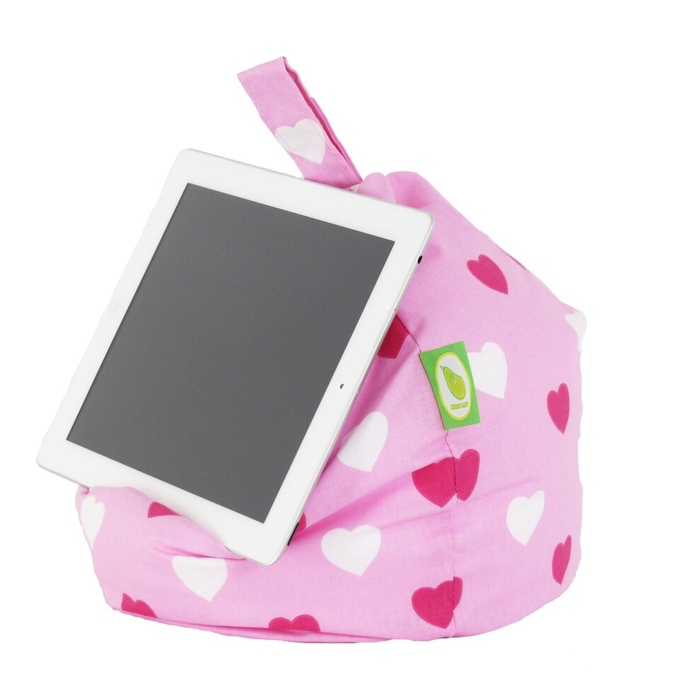 image 1 of Bean Lazy Pink Hearts Tablet eReader and Book Mini Bean Bag