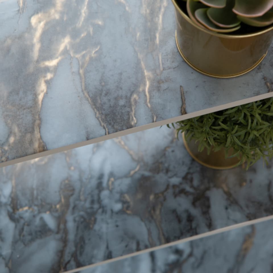 image 1 of Sticky Back Plastic Romeo Gold Marble Effect Kitchen Self-adhesive Vinyl Wrap for Cupboards, Doors and Worktops 67.5cm x 2m - d-c-fix