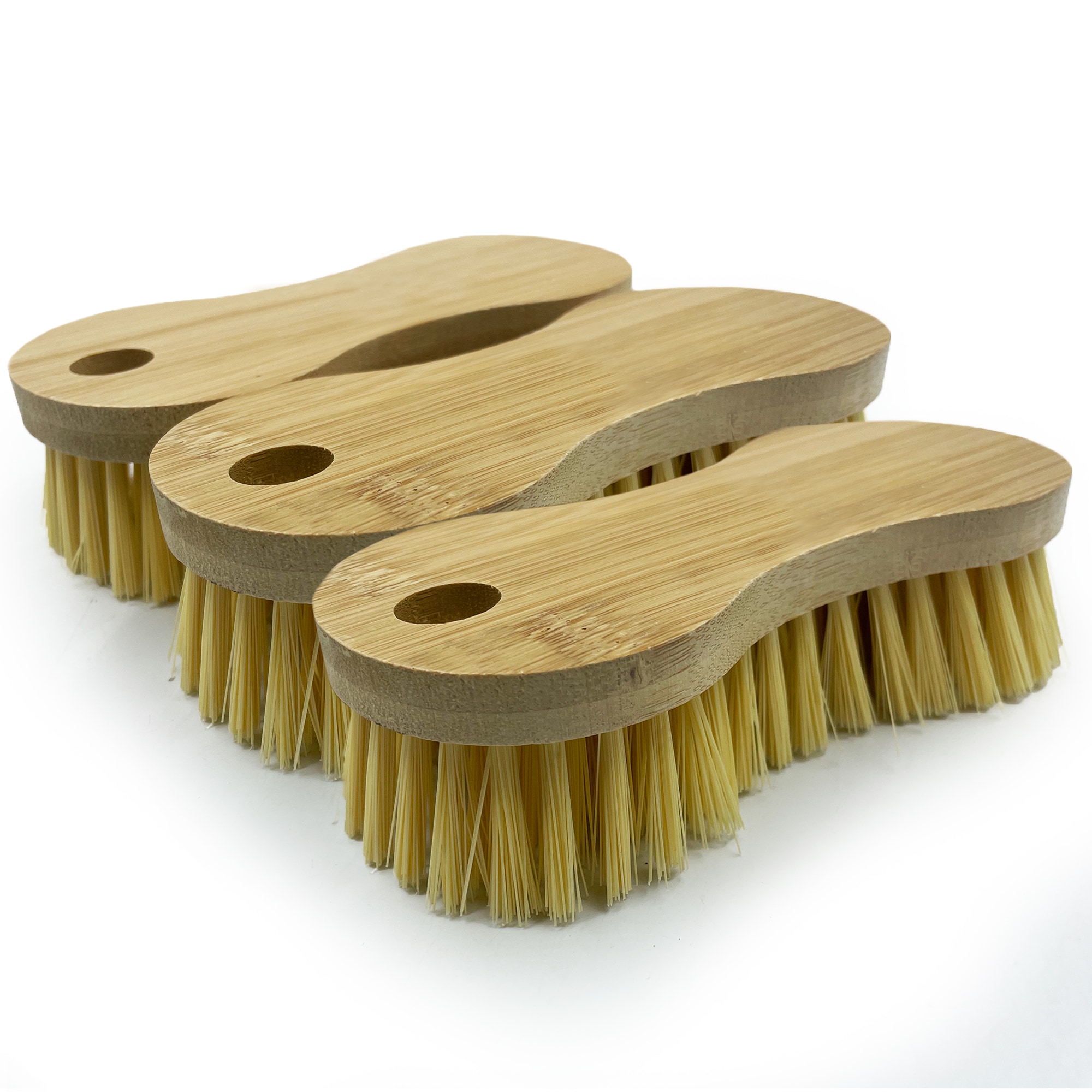 Bamboo Stiff Scrubbing Brush Heavy Duty Hand Scrub Brush Set for Tiles & Carpets - Pack of 3