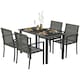 image 1 of Outsunny Rattan Garden Furniture for 4, Dining Table and Chairs, Grey
