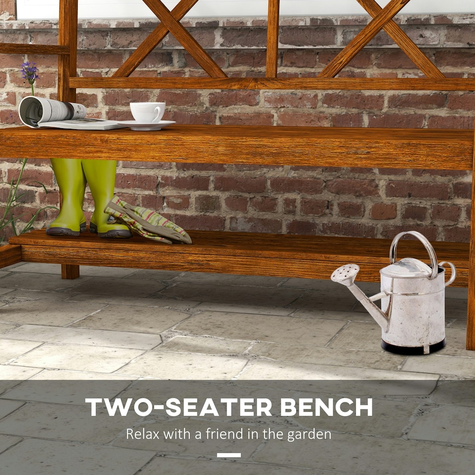 image 1 of Outsunny 2-Seater Garden Bench Wooden Outdoor Bench Carbonized