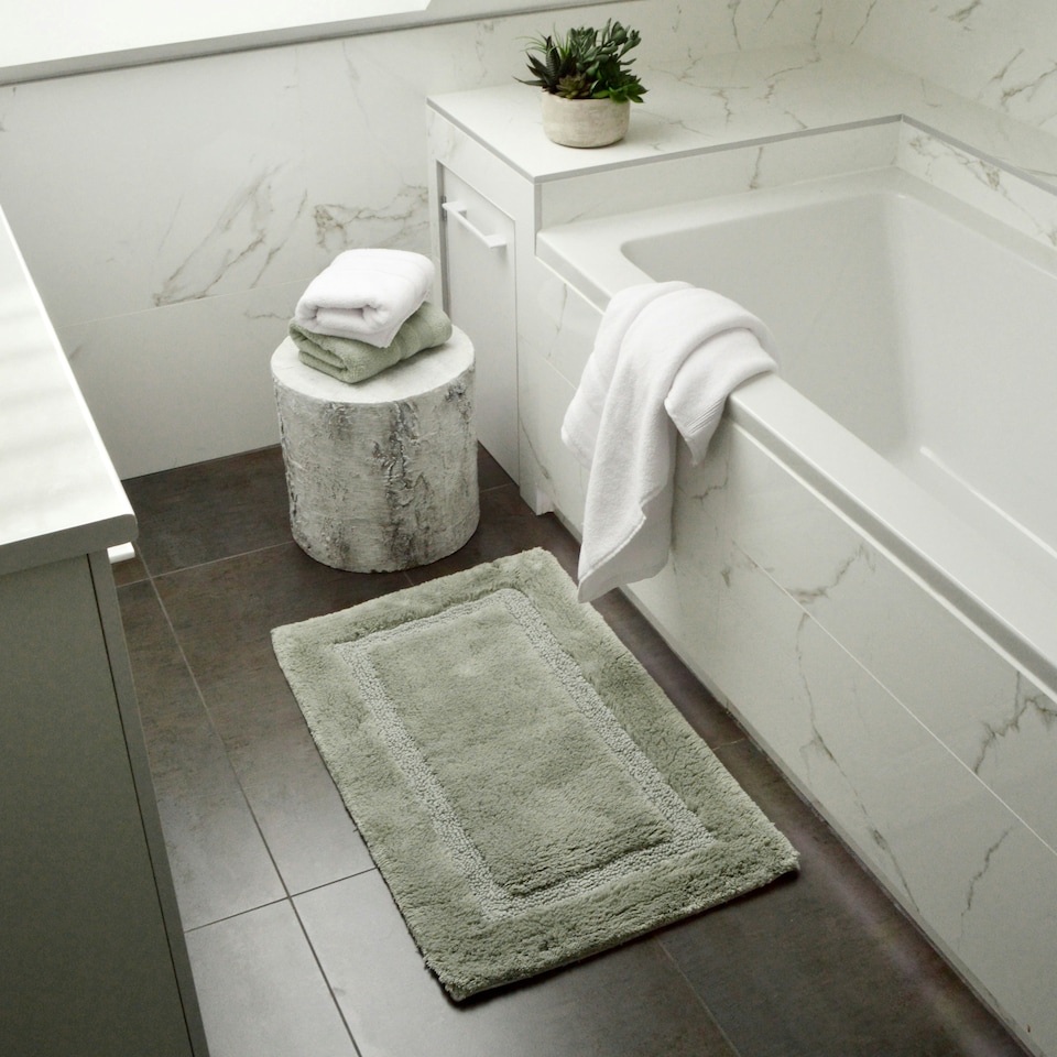 image 1 of Marlborough Bamboo Cotton Bath Mat - Sage Green Green | Sage Green