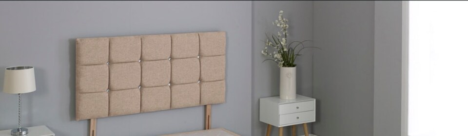 Beige Linen Cube Headboard | Multi | 4FT Small Double 26"inch Headboard