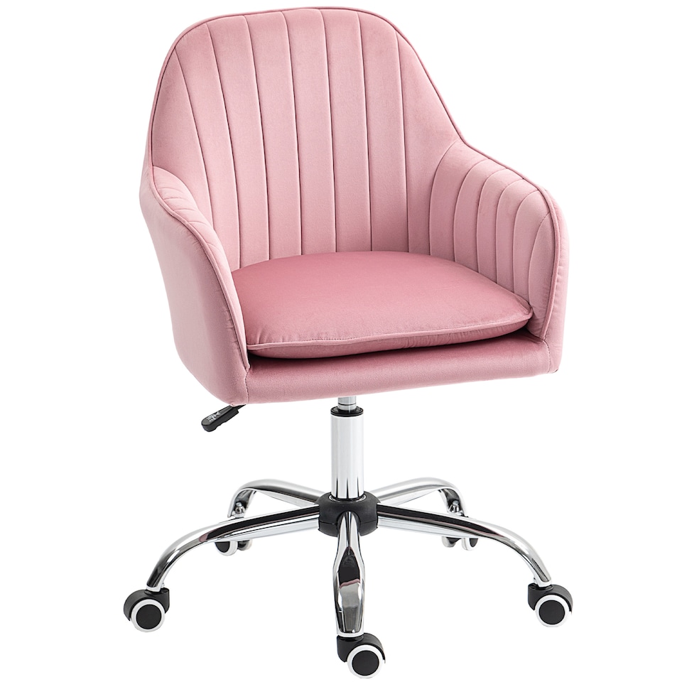 image 1 of HOMCOM Office Chair, Swivel Desk Chair w/ Adjustable Height, Dark Pink | Pink