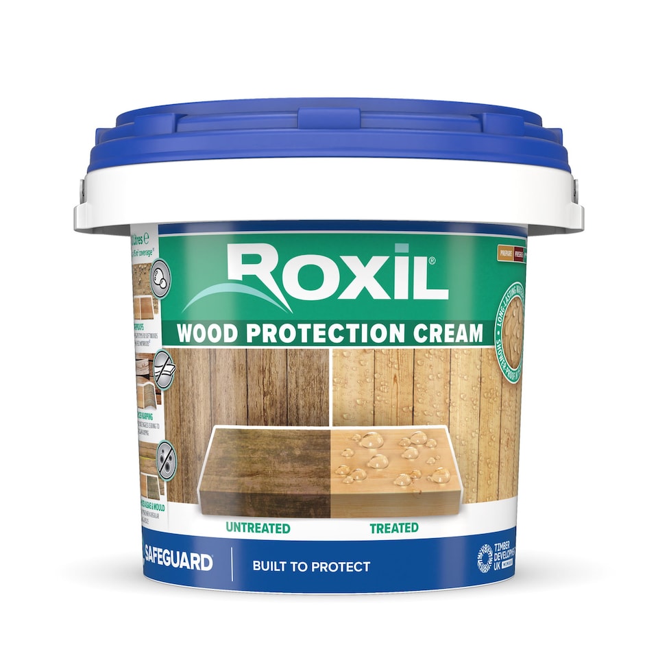 image 1 of Roxil Wood Protection Cream (3L) - Wood Sealer, Waterproofing Clear Treatment and Preserver for Fence, Decking, Furniture, Shed