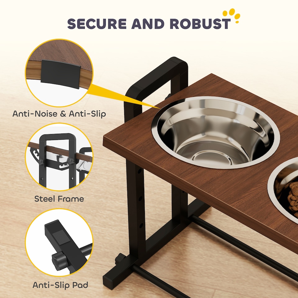 image 1 of PawHut Raised Dog Bowls with 4 Heights Adjustable and 3 Adjustable Angles