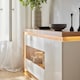 image 6 of Lyon 3 Door Glazed Sideboard in Riviera Oak/White High Gloss