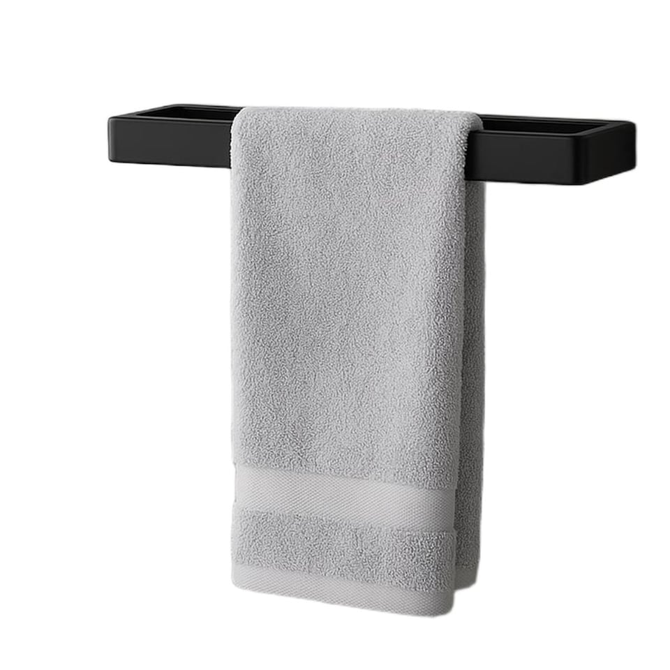 image 1 of House of Home Wall Mounted Black Towel Holder 30cm Rectangle Rail