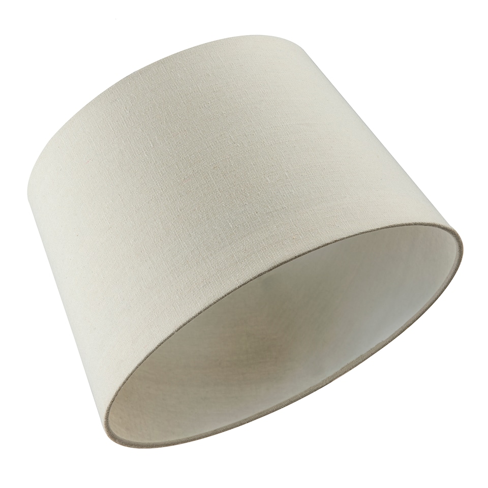 image 1 of Contemporary Light Cream Linen Fabric Drum Lampshade with Cotton Inner | Cream | 12"
