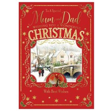 To a Special Mum and Dad Love Birds Design Christmas Card
