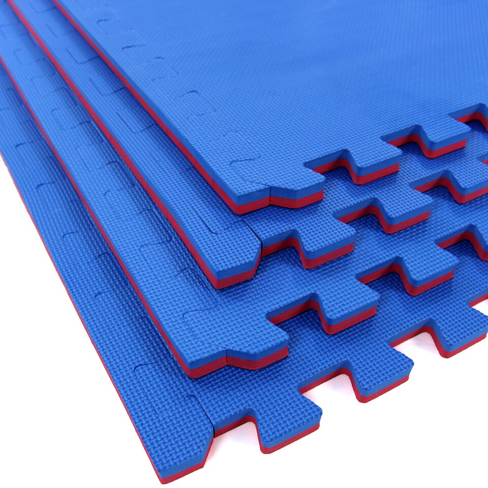 image 1 of Interlocking Foam Exercise Mat – Red/Blue Reversible – 1m x 1m – 20mm Thickness