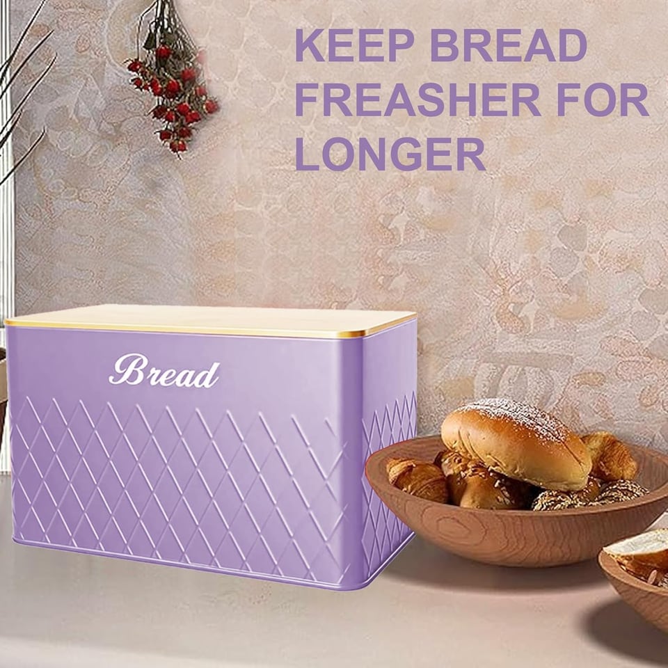 image 1 of 6Pcs Kitchen Storage Canister Jars with Can Opener Airtight Bamboo Lid Tea Coffee Sugar Bread Tins Set