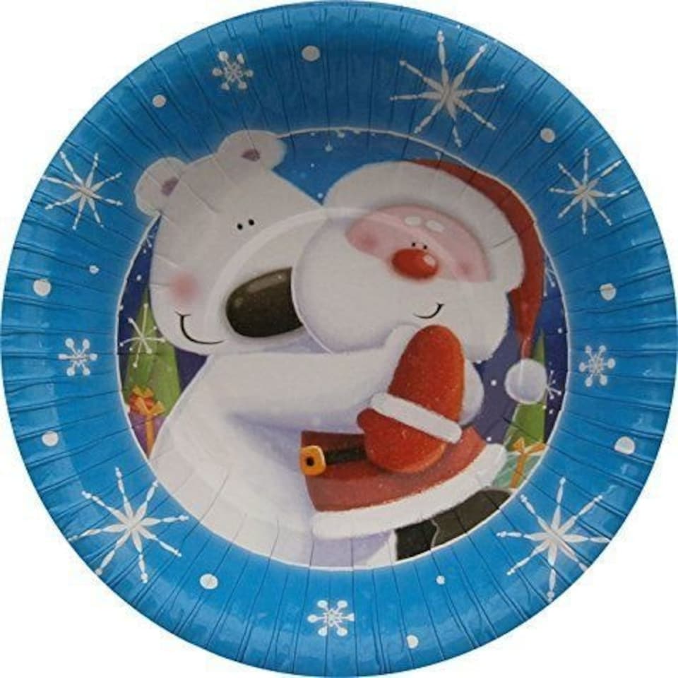 image 1 of Santa & Polar Bear Design Christmas party paper plates x 10