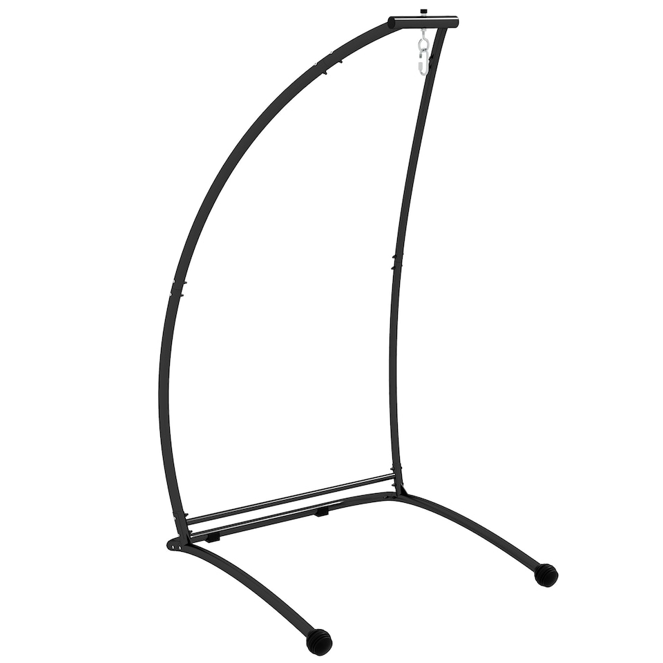 image 1 of Outsunny Hammock Chair Stand Metal Frame C Shape Hammock Stand Only Black
