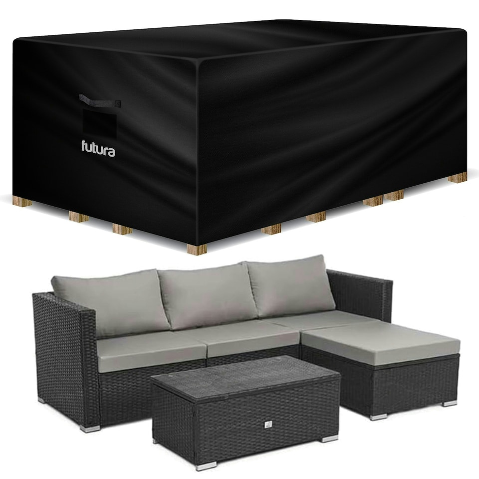 image 1 of Futura Rectangular 242x162x100cm Waterproof Garden Furniture Cover 600D | Black | Black | 242x162x100cm | 1
