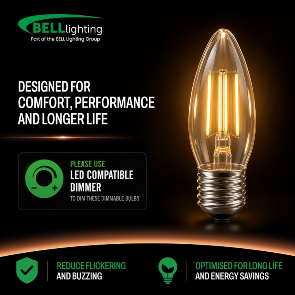 image 1 of BELL Lighting E27 Edison Screw Dimmable LED Filament Candle Warm White 2700K