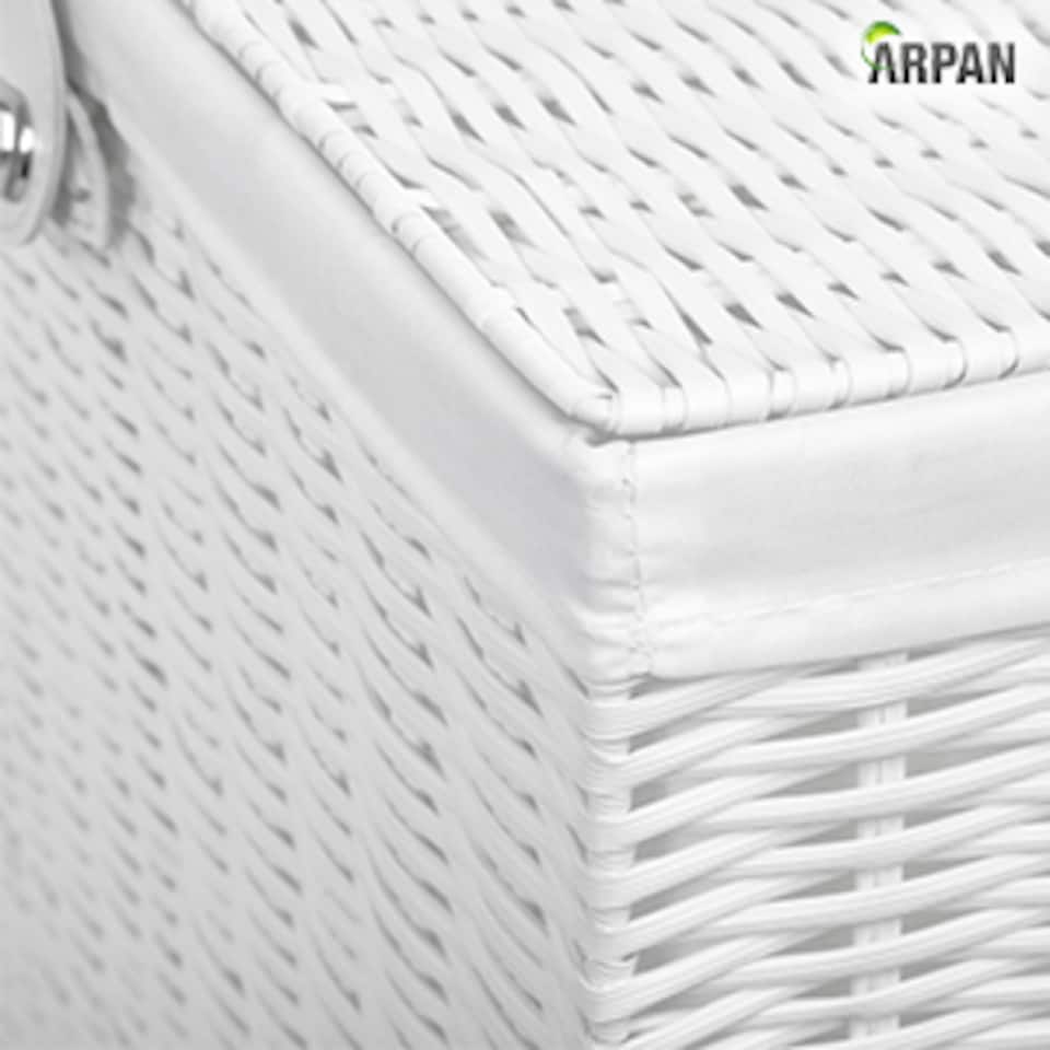 image 1 of Resin Laundry Clothes Basket with Lid, Lock & Removable Cloth Lining – Woven Storage Hamper for Laundry, Bedroom & Bathroom – Available in Medium & Large Sizes