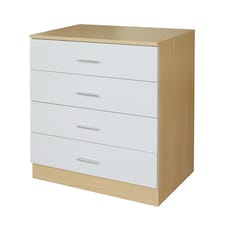 Modern 4-Drawer Chest of Drawers High Gloss Finish In Oak and White White | Oak