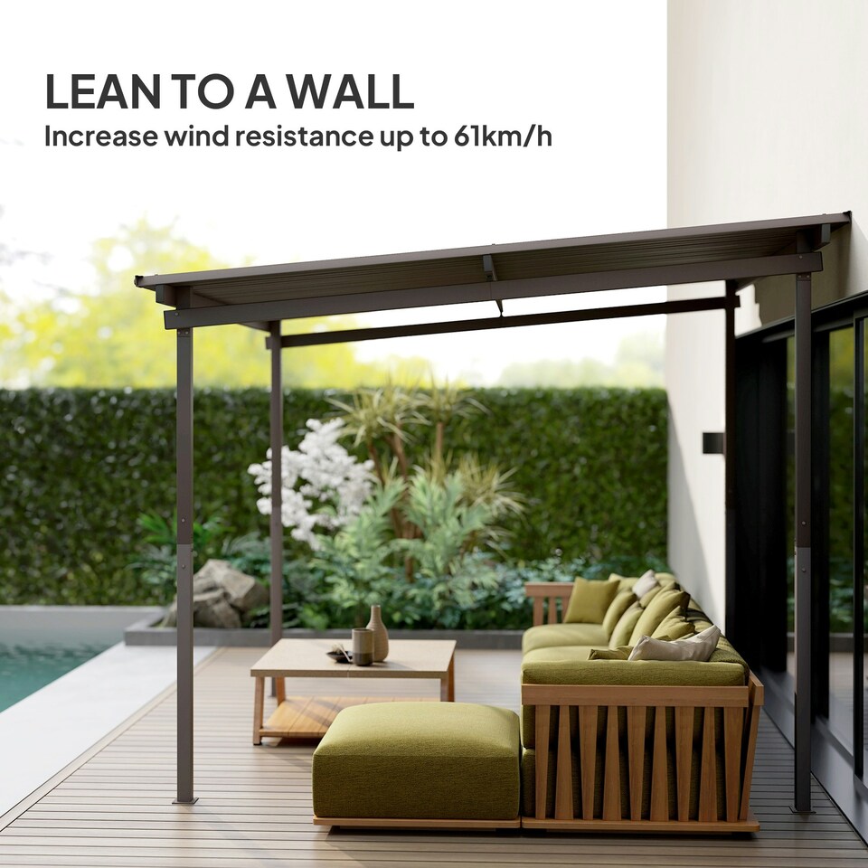 image 1 of Outsunny 3 x 3(m) Waterproof Metal Pergola Easy to Assemble Lean to Pergola