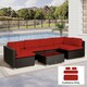 image 2 of Outsunny Garden Rattan Sofa Set Polyester Cover Replacement No Cushion Red | Red