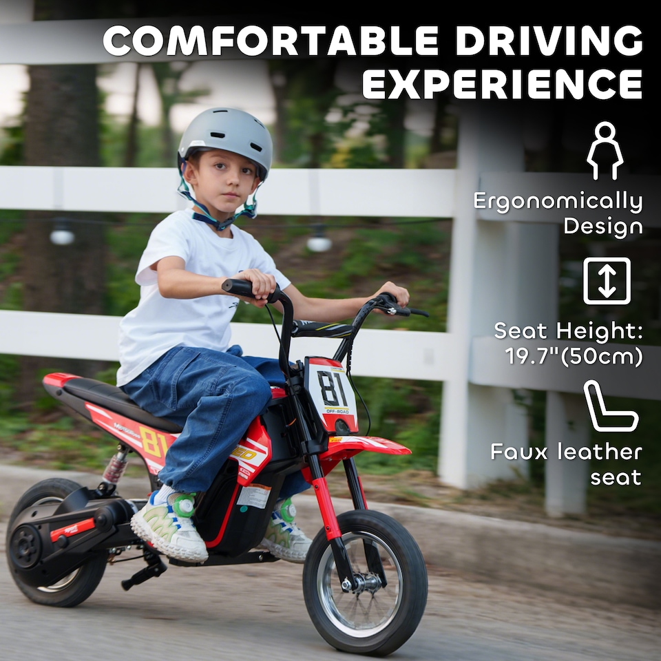 image 1 of AIYAPLAY 24V Battery Powered Ride On Motorcycle with Rear Suspension, Red