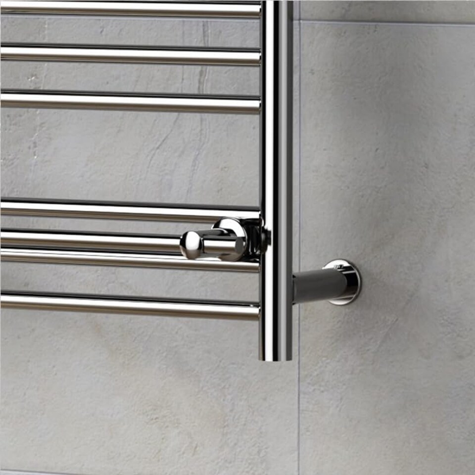 image 1 of 490mm x 680mm Chrome Heated Towel Rail Radiator Top Shelf & Two Towel Holder OSLO For Bathroom & Kitchen Rag Storage Rack