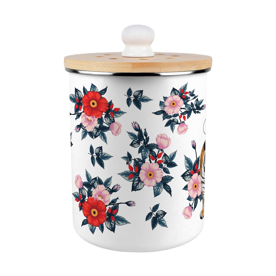 image 1 of Exotic Tiger Compost Caddy - Metal 2L Decorative Kitchen Food Waste Bin