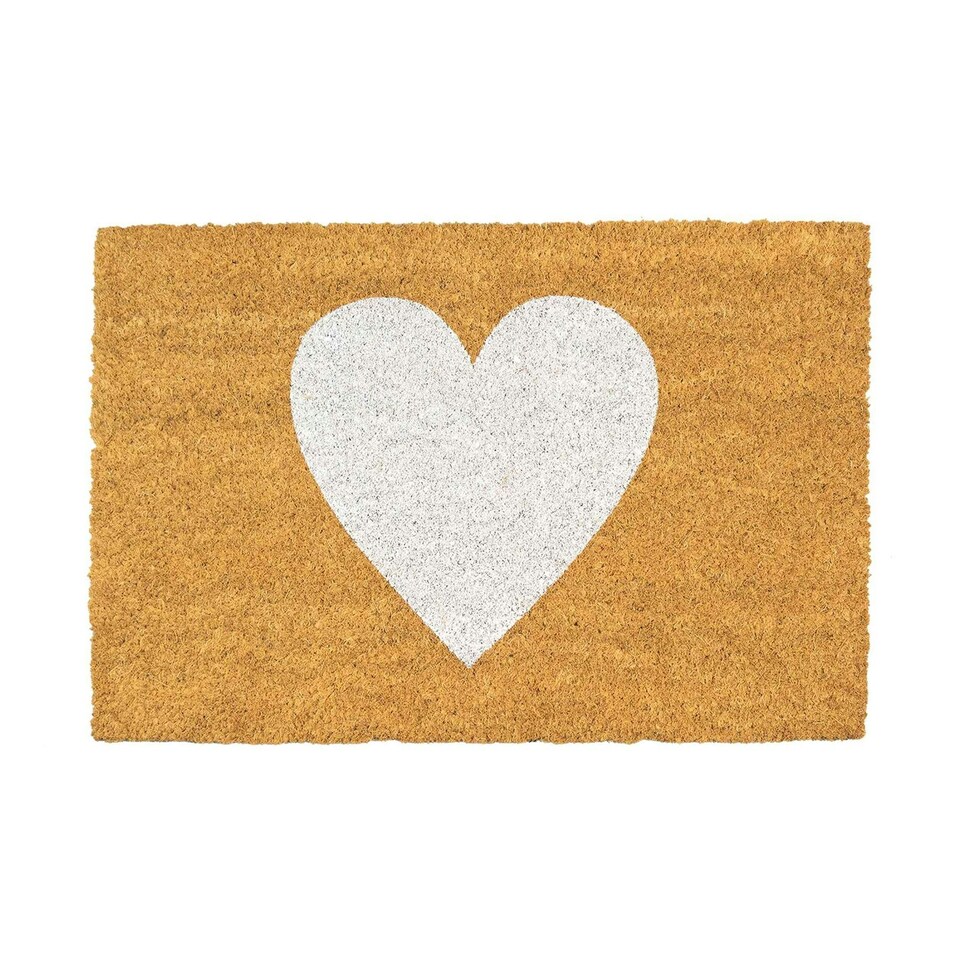 image 1 of Nicola Spring Coir Door Mat - 60 x 40cm - White Heart