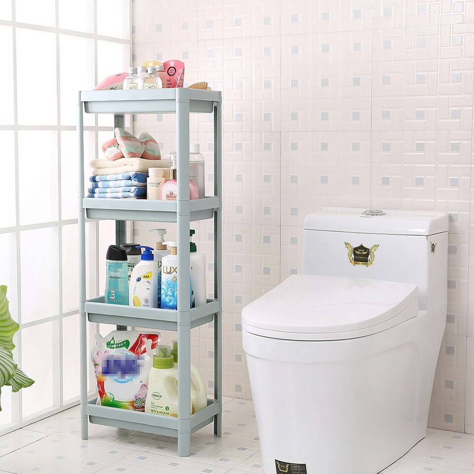 image 1 of Living and Home 4 Layers Freestanding Plastic Corner Storage Rack for Bathroom Kitchen