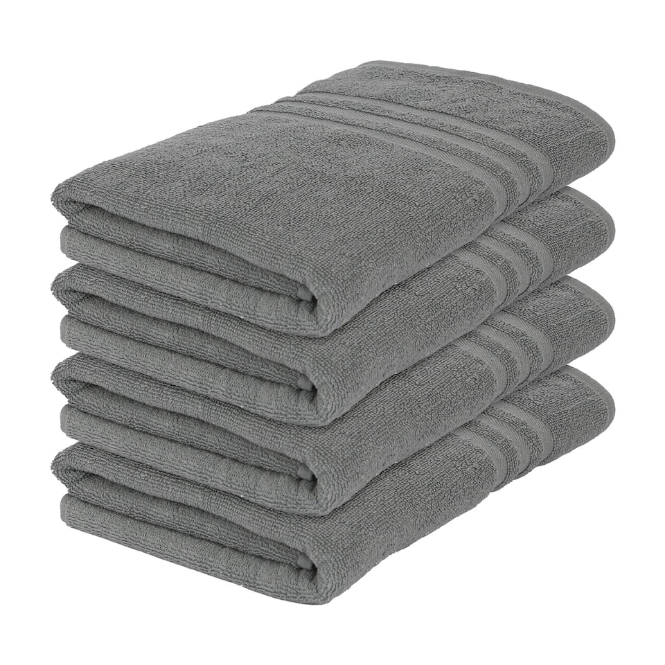 image 1 of Nicola Spring Cotton Bath Towels - 135cm x 70cm - Grey - Pack of 4