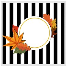 Blach stripes, autumn leaves (Picture Frame) White | M
