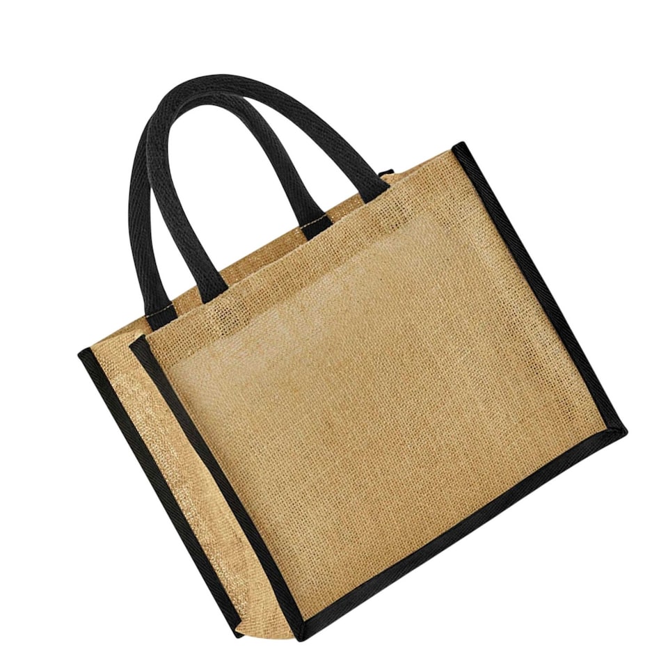 image 1 of Westford Mill Starched Jute Midi Tote Bag | Multi | Natural/Black | One Size | 1
