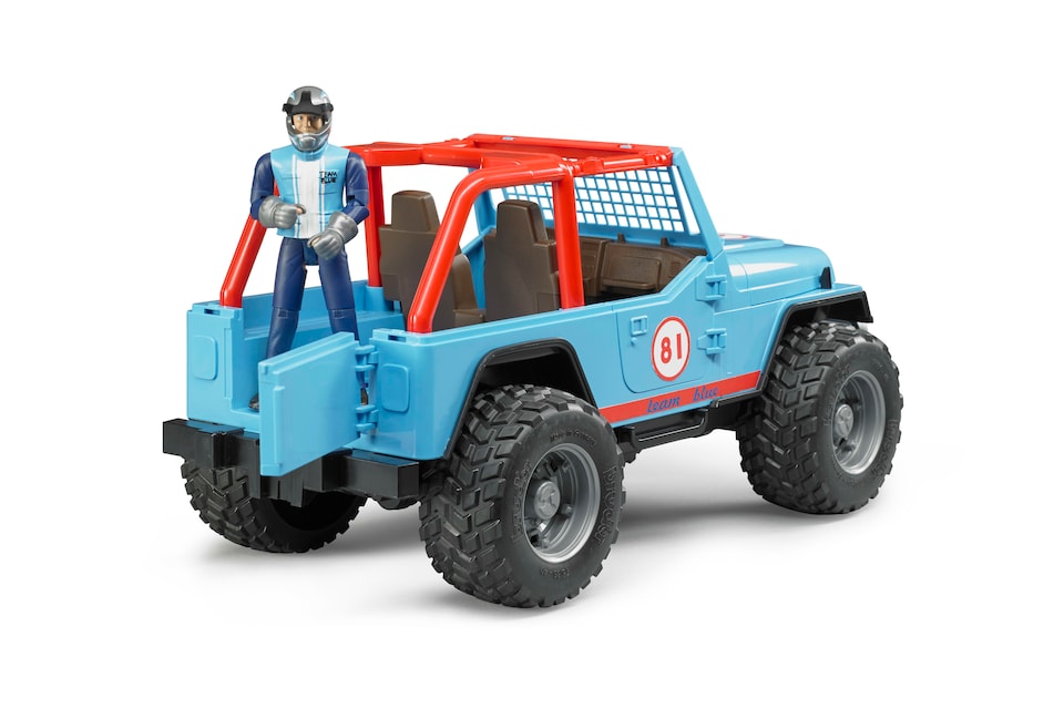 image 1 of Bruder Jeep Cross Country Racer (Blue) with Driver Off-Road Racing Playset