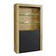 image 1 of Oak Display Cabinet 100cm Matt Finish Free LED Modern Tall Storage Unit Multi | Oak & Black