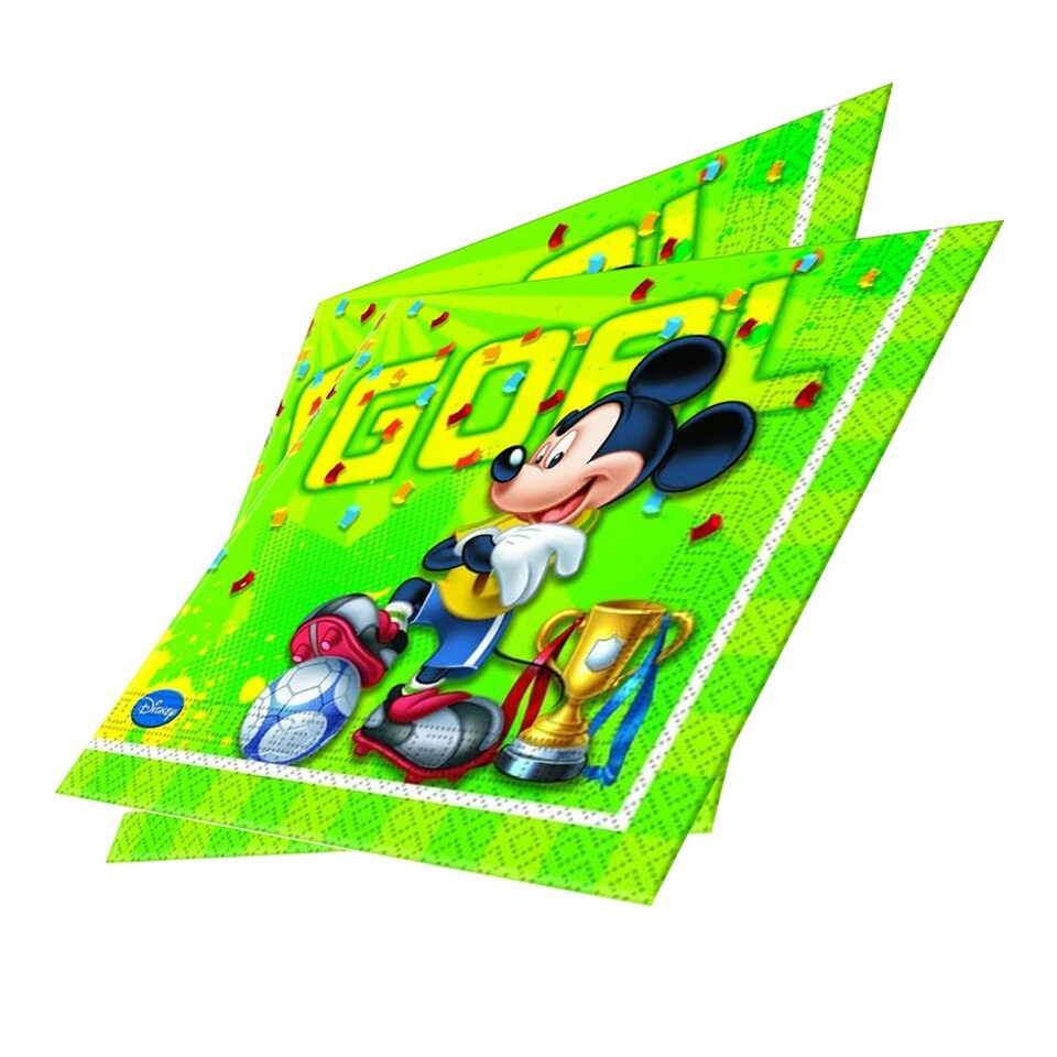 image 1 of Disney Paper Football Mickey Mouse Napkins (Pack of 20) - Green/Yellow - One Size