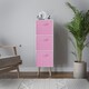 image 3 of White 3-Tier 3-Drawer Cube Shelving Unit with Scandinavian Legs | Pink | Light Pink & Beech | 1