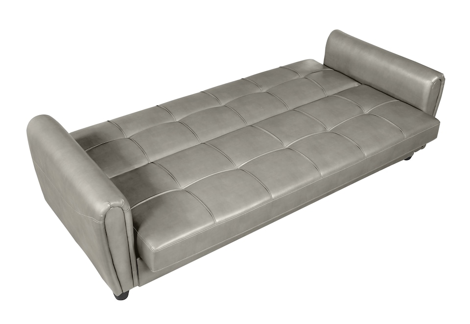 image 1 of Harper 3 Seater PU Leather Click Clack Sofa Bed with Hidden Storage - Grey | Grey | Slate Grey | 1
