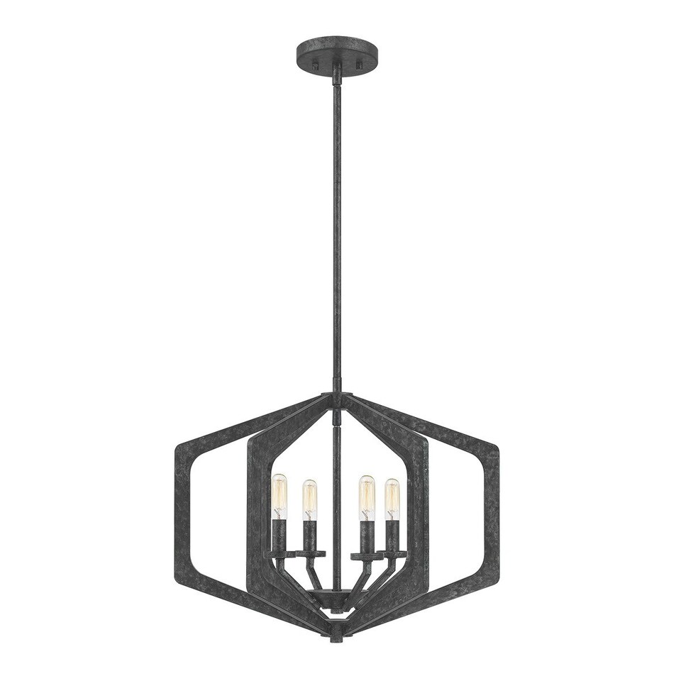 image 1 of Quoizel Vanguard Wire Frame Pendant Ceiling Light Old Black