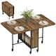 image 1 of HOMCOM Mobile Drop Leaf Dining Table on Wheels with Shelf Light Brown