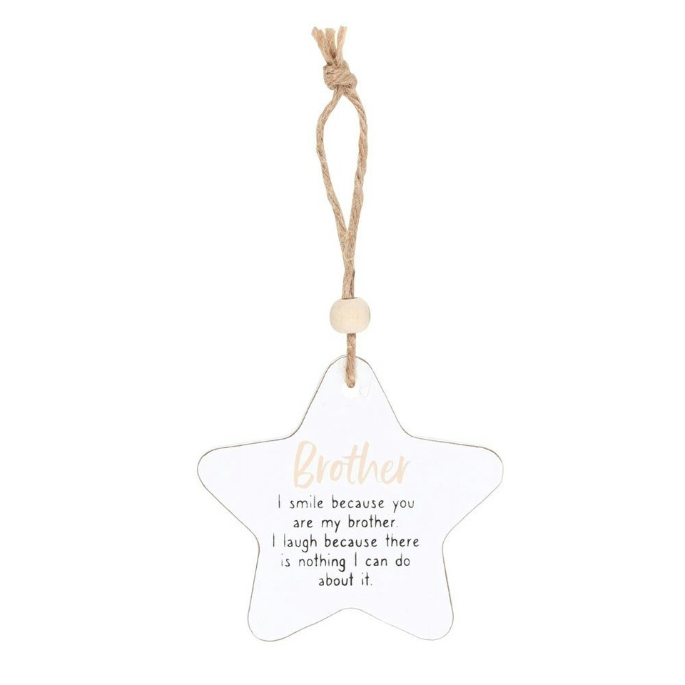 image 1 of Something Different Brother Star Hanging Sentiment Sign - White/Pink/Black - One Size
