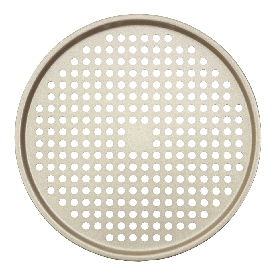 image 1 of Interiors by Premier Functional Design Round Pizza Crisper, Non-Stick Carbon Steel Tray With Air Vents For Crispy Crust, Durable Multi