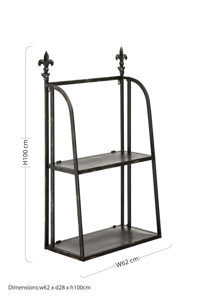 image 1 of 2 Tier Black Metal Wall Mountable Shelf Unit | Black