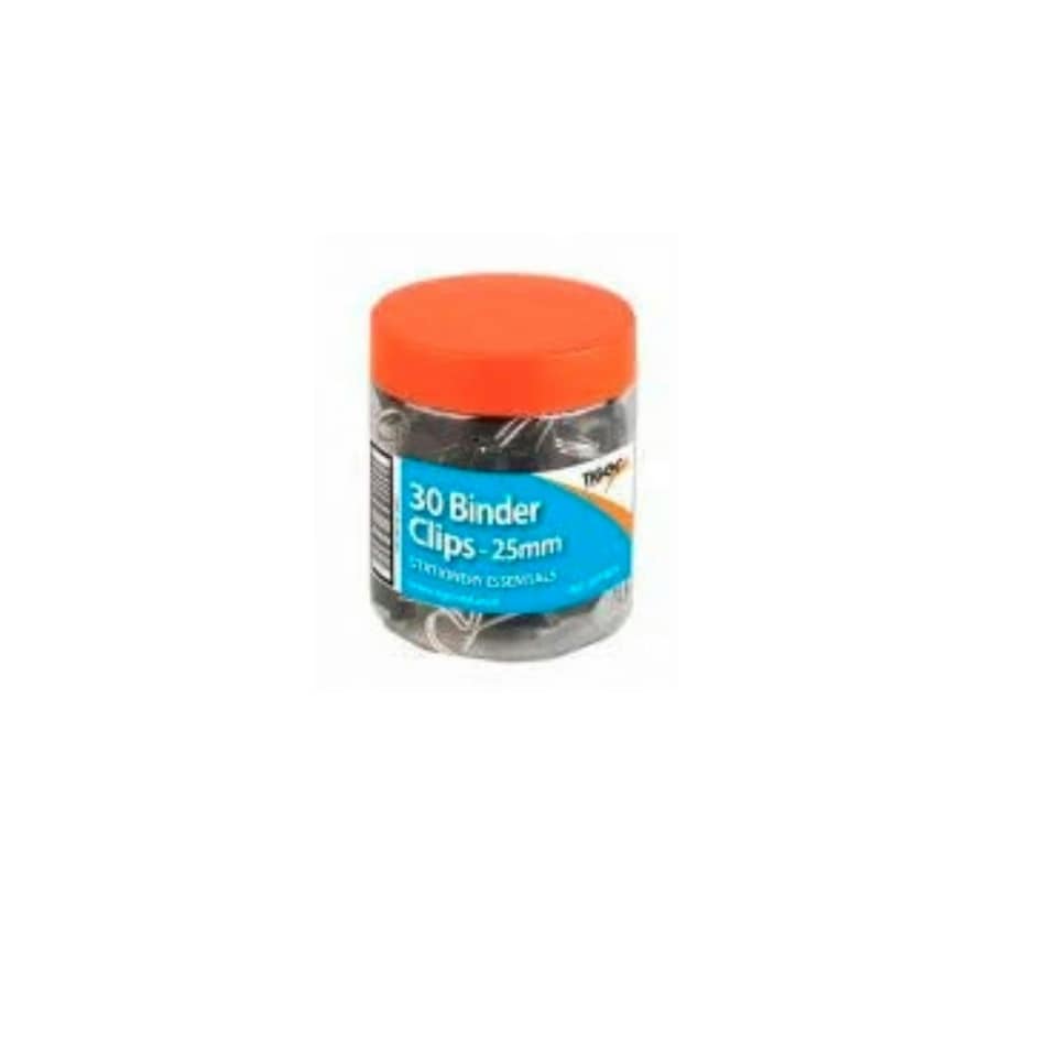 Tiger Stationery Fold Back Clips - Black - Tub of 30 (25mm)