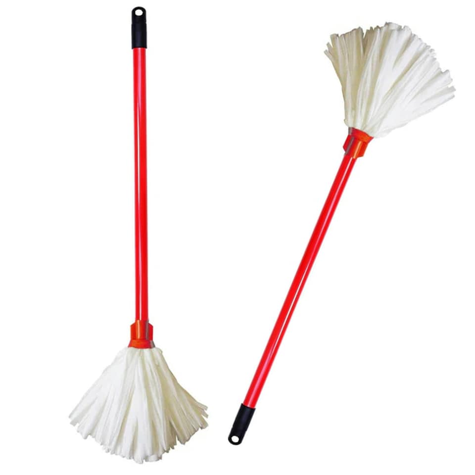 image 1 of 2 x Flock Strip Mop & Handle Highly Absorbent Perfect For Home & Office Use To Clean Hard Floors