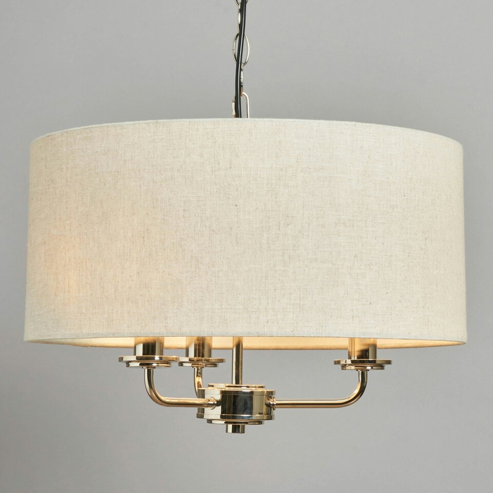 image 1 of BHS Henry 3 Light Ceiling Pendant with Grey Shade, Nickel