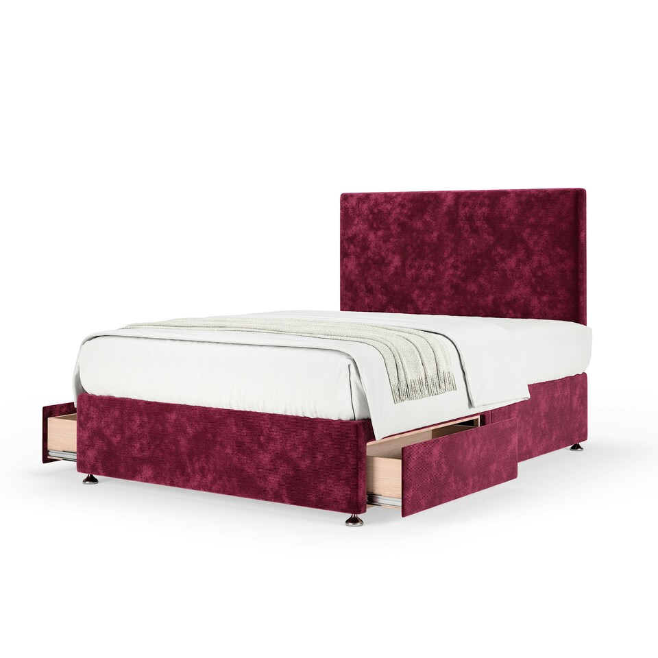 image 1 of Signature Platinum 2000 Pocket Sprung Aubergine Chenille 2 Drawer Divan Set And Valencia Headboard Super King